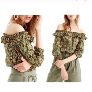 J CREW Ratti elephant print off the shoulder top 2